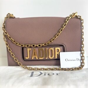 CHRISTIAN DIOR J'Adior Logo Flap Leather Chain Shoulder Bag Cluch Rose Poudre